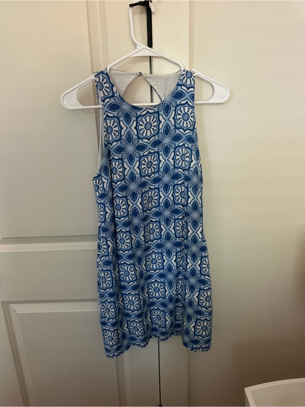 MINKPINK Blue Tile-Print Sleeveless Mini Dress